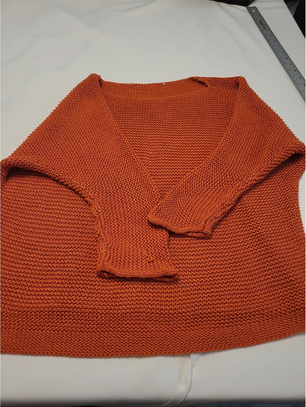 Cozy Orange Knit Pullover Sweater - Size L